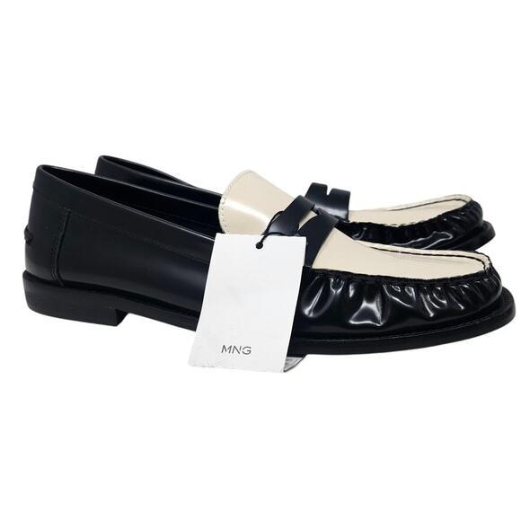 NEW MNG Mango 42 Two Toned Black White Penny Loafer Academia Classic Career - Picture 1 of 5